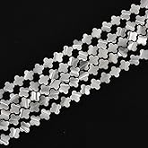 HAAMIIQII Natural White Mother of Pearl Shell Beads 8mm Clover Shape Semi Precious Stone Loose Gemstone Beads for Jewelry Making Strand 15 Inch (45-47pcs)