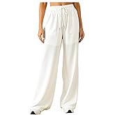 winkbay Women's Wide Leg Baggy Pants Dressy Casual Drawstring Elastic Waist Trousers with Pockets