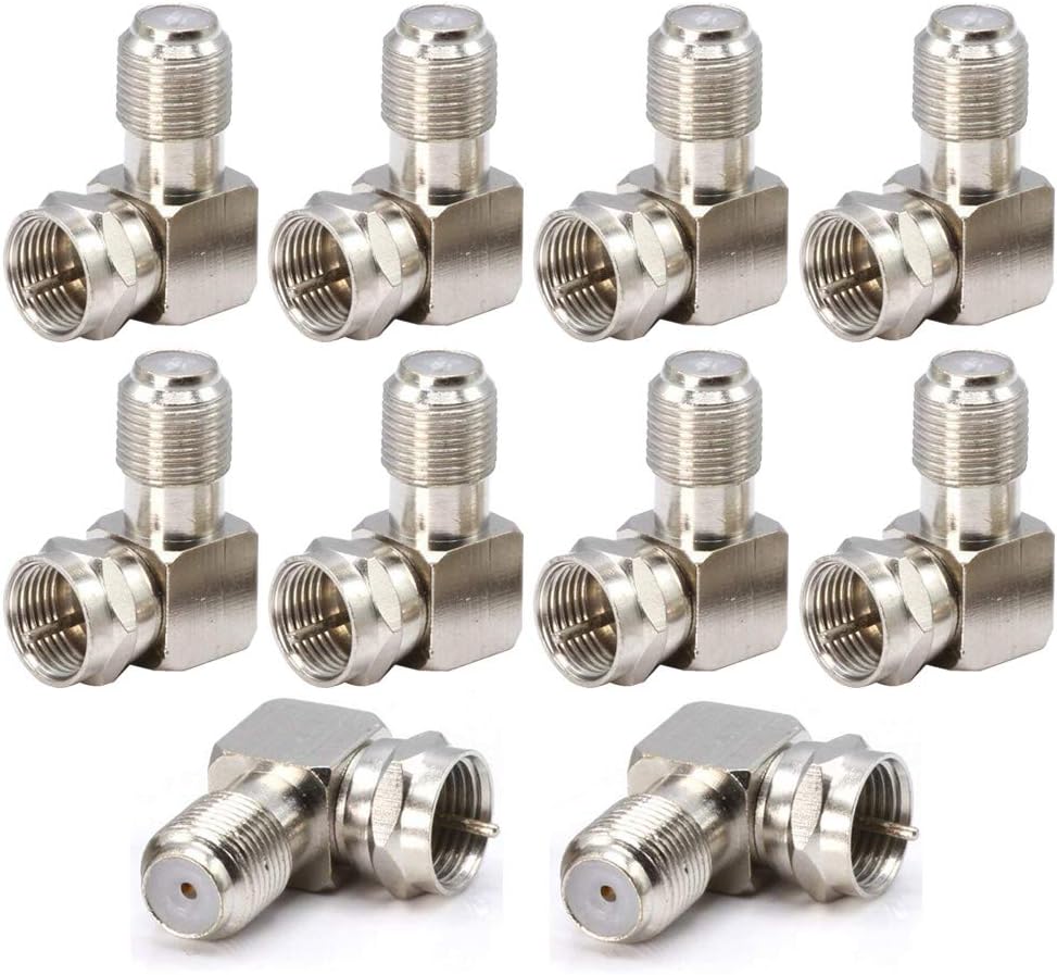 Gebildet 10 pieces Right Angle F Type Coaxial RG6 Adapter, F Type Satellite Socket Male to Female Plug Coupler Adapter