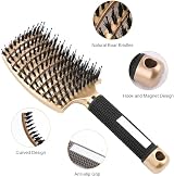 URAQT Boar Bristle Paddle Hair Brush for All Hair Types Red view 2