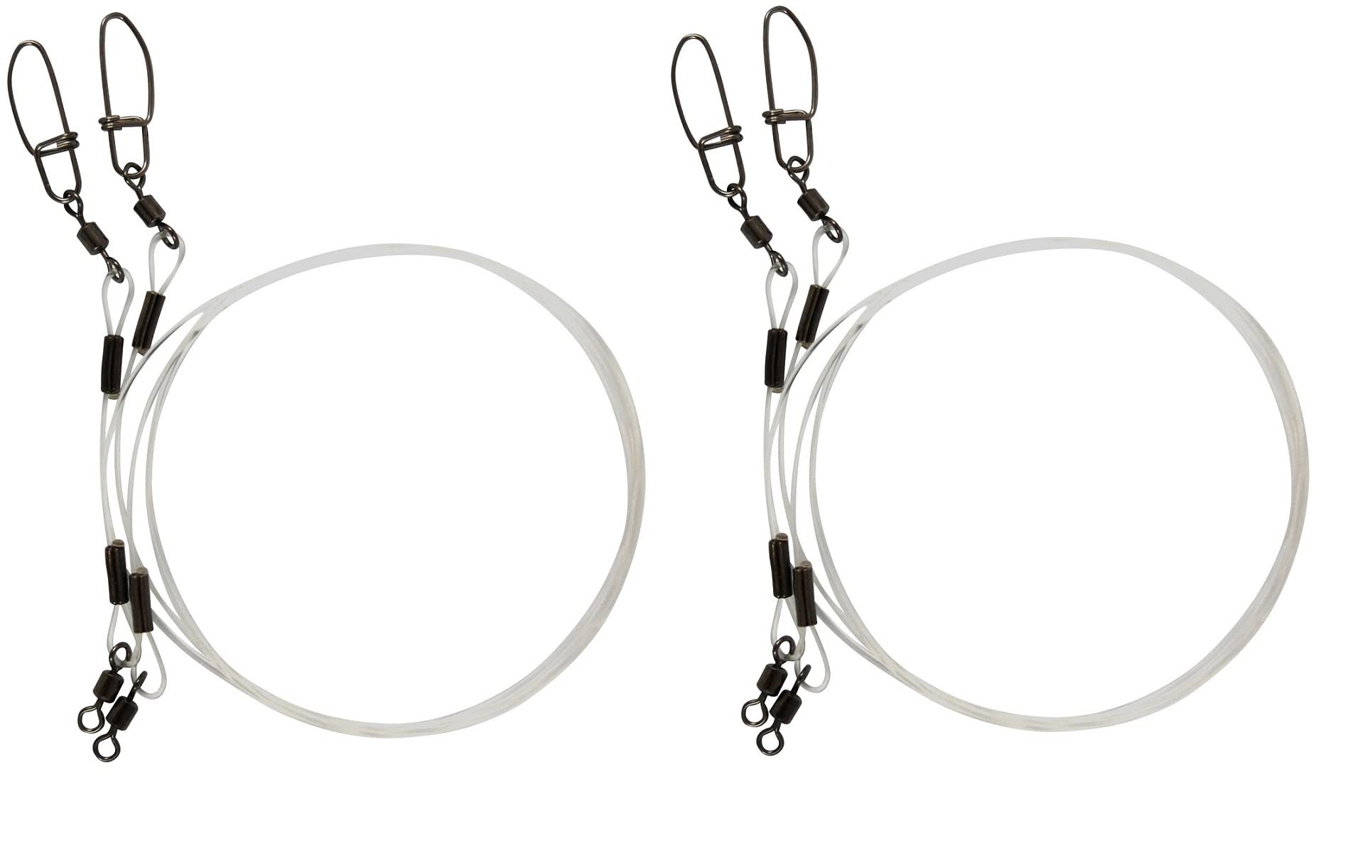 Set of 4 Jenzi Leaders 70 cm, 1.1 mm 32 kg Extra Long, Strong Pike Catfish Recall Leader with Swivel and Carabiner, Predator Fish Leader, Spinning Leader, Fully Assembled