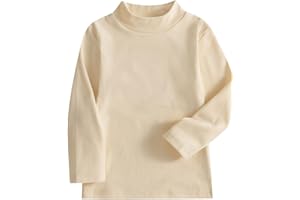 JWWN Kids Mock Turtleneck Thermal Underwear Fleece Shirts Little Boys Girls Long Sleeve Lightweight Base Layer Tops 12M-7Y