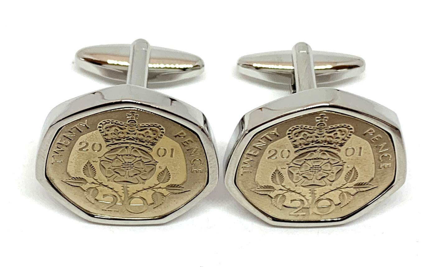 Premium 2001 Original 20p for a 25th birthday/Anniversary Cufflinks ideal for a 25th birthday