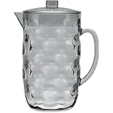 QG Clear Light Grey BPA Free Acrylic Plastic Pitcher with Lid - Great for Iced Tea, Juice & Water 0.63 Gallon / 80 fl oz. / 2.5 Quart