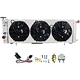 KUUHLERSAT Radiator For 1984-2001 Jeep Cherokee XJ/Comanche 2.5L 4.0L AT, 3 Row Aluminum Radiator + Shroud/Fan + Relay Kit