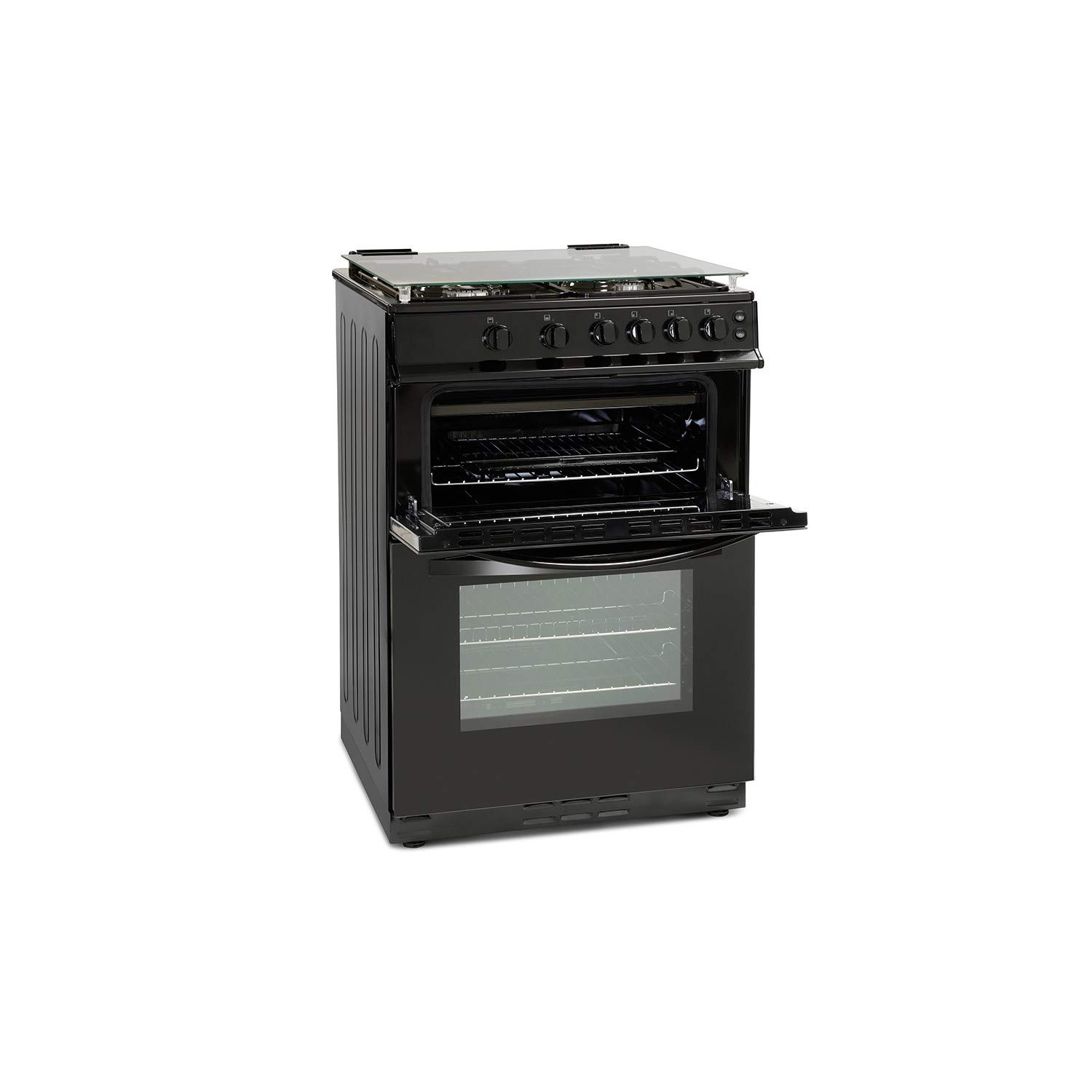 Montpellier MDG600LK 60cm Double Oven Gas Cooker With Lid Black LPG