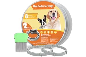 QUIVANTA Flea Collars for Dogs, Dog Flea & Tick Control Flea Collar 8 Months Protection, Waterproof Dog Flea Collar, Flea Prevention for Dogs with Comb and Prevention Treatment Drop, 2 Pack