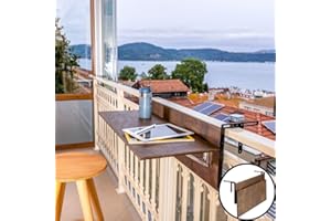 GENESIS WOODESIGN Balcony Bar Table for Railings, Outdoor Folding Deck Rail Table for Patio, Balcony Hanging Desk for Many Railings Compatible, Wooden Bar Serving Table for Porch (Walnut, L: 39.5 x 11.8 inches)
