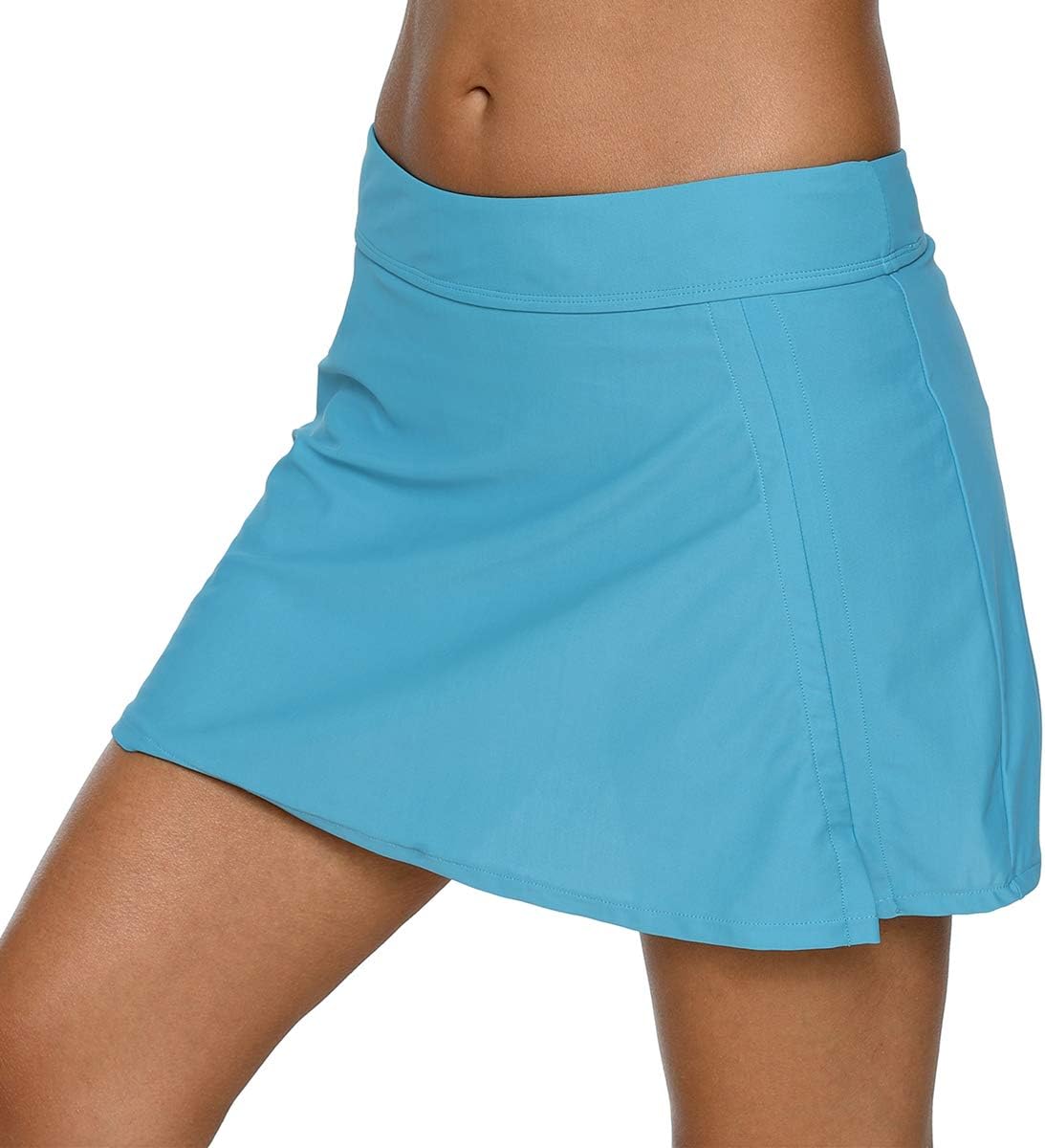 Womens Swim Skirt with Brief Tummy Control Tankini Short Solid Skort