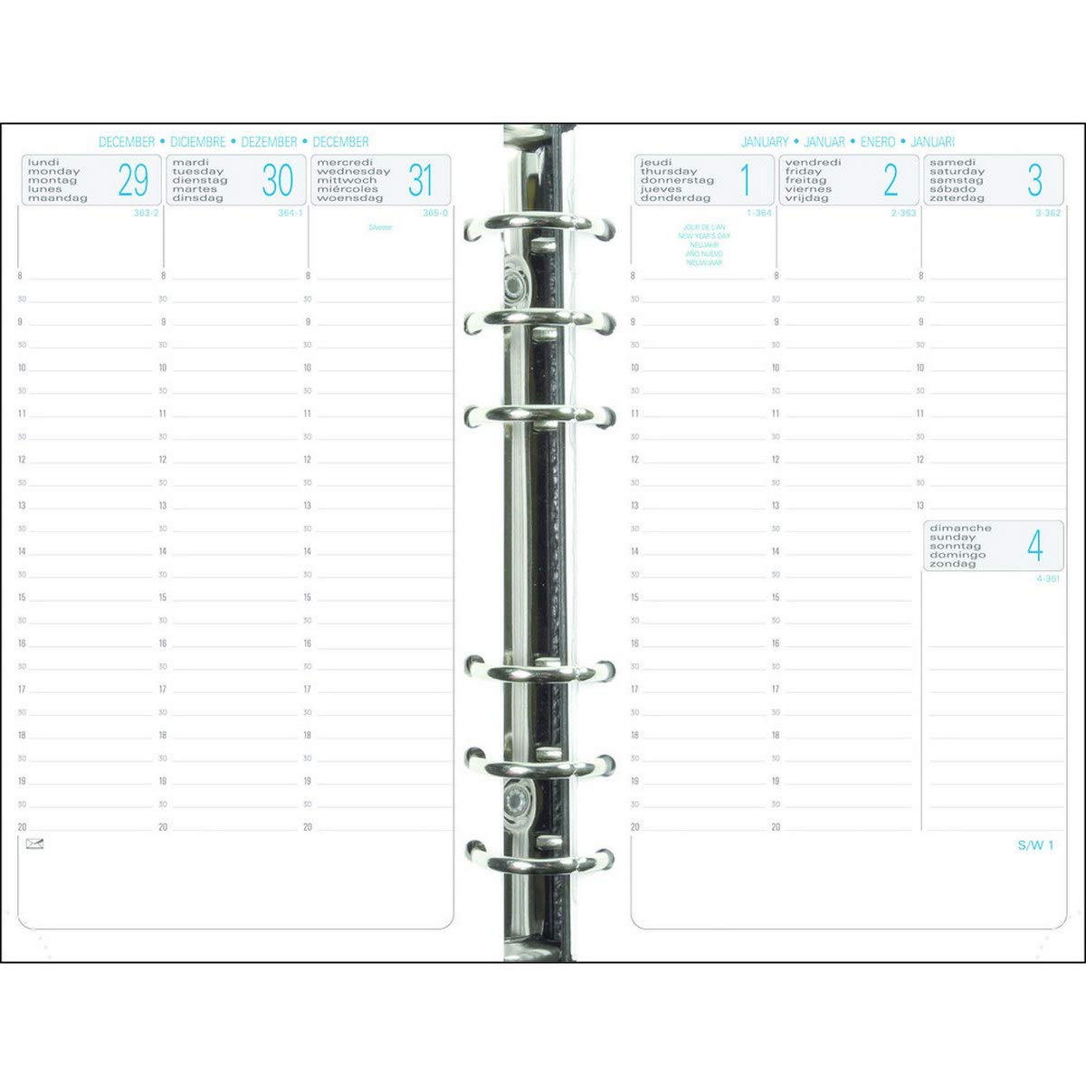 ExacomptaRefill Exatime 17-18272E - the week on 2 Pages with a vertical grid - September 2019 to December 2020-10.5 x 17.2 cm