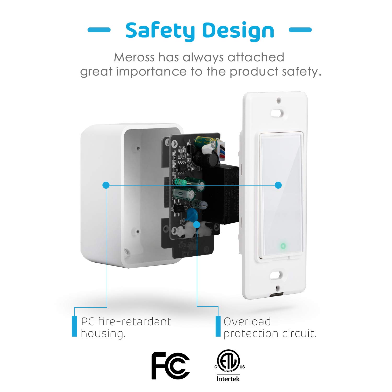 meross Smart Light Switch Single Pole Compatible with Alexa, Google