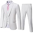 YND Men's Slim Fit 3 Piece Suit, One Button Solid Jacket Vest Pants Set with Tie