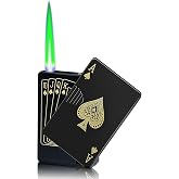 Jet Torch Lighter, Refillable Butane Playing Card Lighter, Exquisite Packaging, Windproof Lighters, Cool Lighter for Men, Candle, Camping, Birthday. (Butane Not Included)