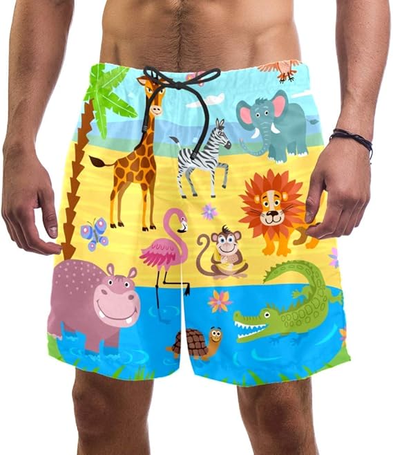 Cartoon Animals Men's Board Shorts Slim Fit Ultra Quick Dry Amazon.co
