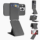 TIWLAIKE 3-in-1 Magnetic Phone Tripod Stand& Selfie Stick for iPhone17 pro max, Compatible with MagSafe, Multi-Angle, Portable, NFC Card Holder/RFID Blocking, Magnetic Ring for Samsung(Black)