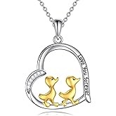 JERWLI Cute Animal Gifts Sterling Silver Panda/Red Panda/Bunny Necklace Cute Animal Pendant Jewelry for Women Girls Gifts