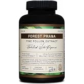Forest Prana Pine Pollen Extract Capsules &ndash; Ultra-Pure 50:1 Extract &ndash; Single Origin Pine Pollen &ndash; Vegan, Gluten-Free, &amp; Non-GMO &ndash; 120 Count