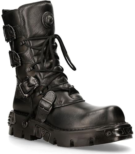 Amazon.com | New Rock 373-S4 Metallic Black Leather Women's Gothic