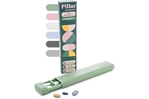 SEQUENCE Pillar - 7-Day Pill Organizer | Weekly Medicine Pill Container Travel Box - Aesthetic Medication Holder - Stylish Travel Pill Case - Cute Small Medication Organizer 7 Day for Women (Sage Green)