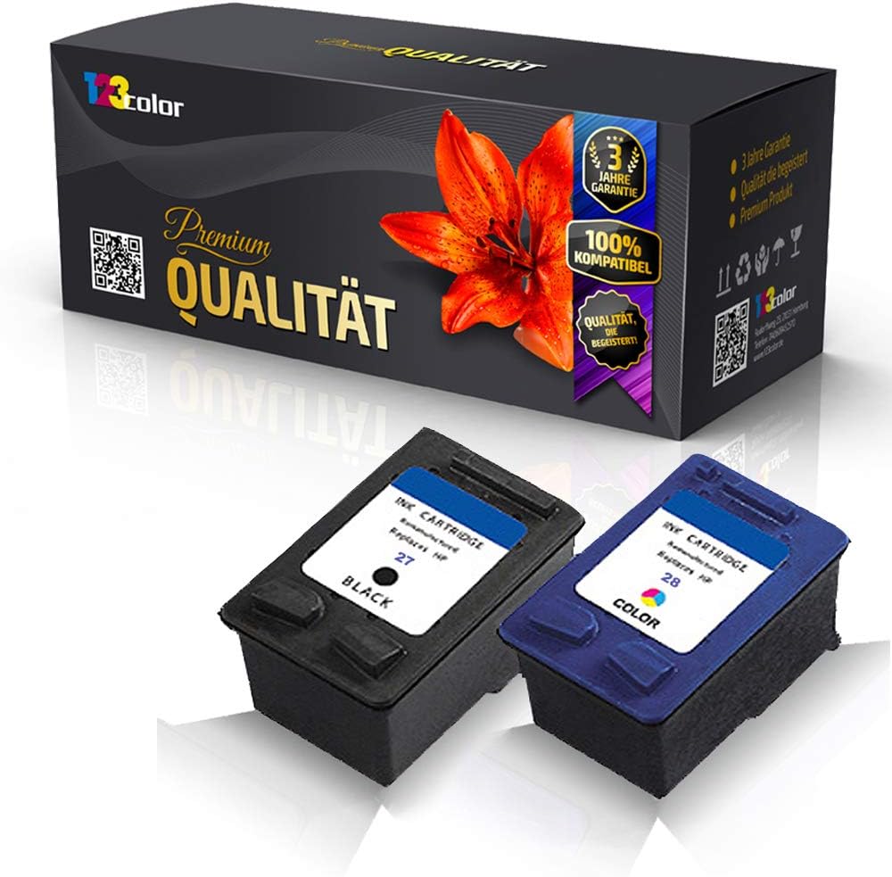 123Color Compatible Ink Cartridges Set for HP C8727AE C8728AE HP27 HP28 Deskjet 3620 3645 Deskjet 3650 Deskjet 3650 V Deskjet 3651 3652 Deskjet 3740 Black & Color