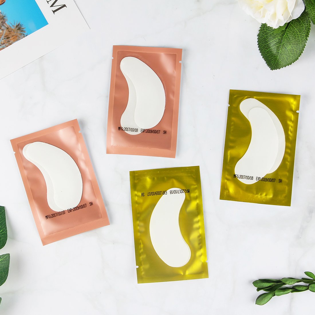 Eye Gel Pads 100 Pairs Set Lint Free Gel Eye Patch for Lash Extension Makeup False Eyelash Professional Under Eye Gel Pads 5 Colors Eye Mask Beauty Tool by LK LANKIZ