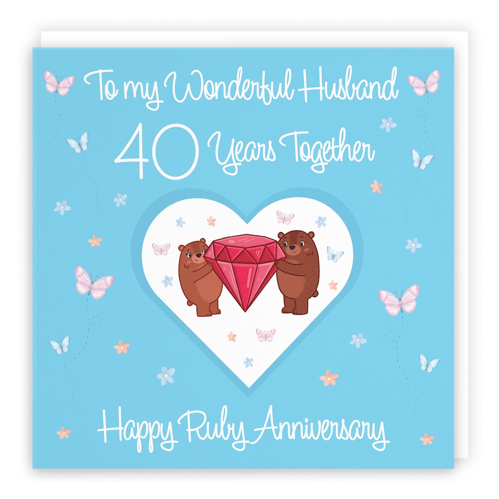 Hunts England - Husband 40th Anniversary Card - 40 Years - Ruby Anniversary - Romantic Meadows - Fun Card - 40th Anniversary Card For Husband — image 1