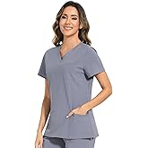 COZYFIT Scrub Tops for Woman - Soft Stretch, V-Neck Top Scrubs with 3 Pockets, Easy Care for Women