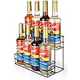 kimilus 8 Bottle Capacity Coffee Syrup Organizer 2 Tier Coffee Syrup Stand Shelf for Coffee Bar Kitchen Small Wine Rack for Bar Family Storage for Syrup Wine Dressing