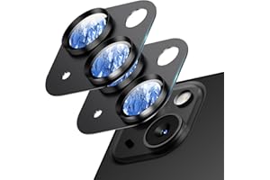 Wumigoo 2 Pack Camera Lens Protector for iPhone 15/iPhone 15 Plus/iPhone 14/iPhone 14 Plus, Aluminum Alloy Tempered Glass Camera Cover Screen, Anti-drop, Case Friendly- Black Titanium