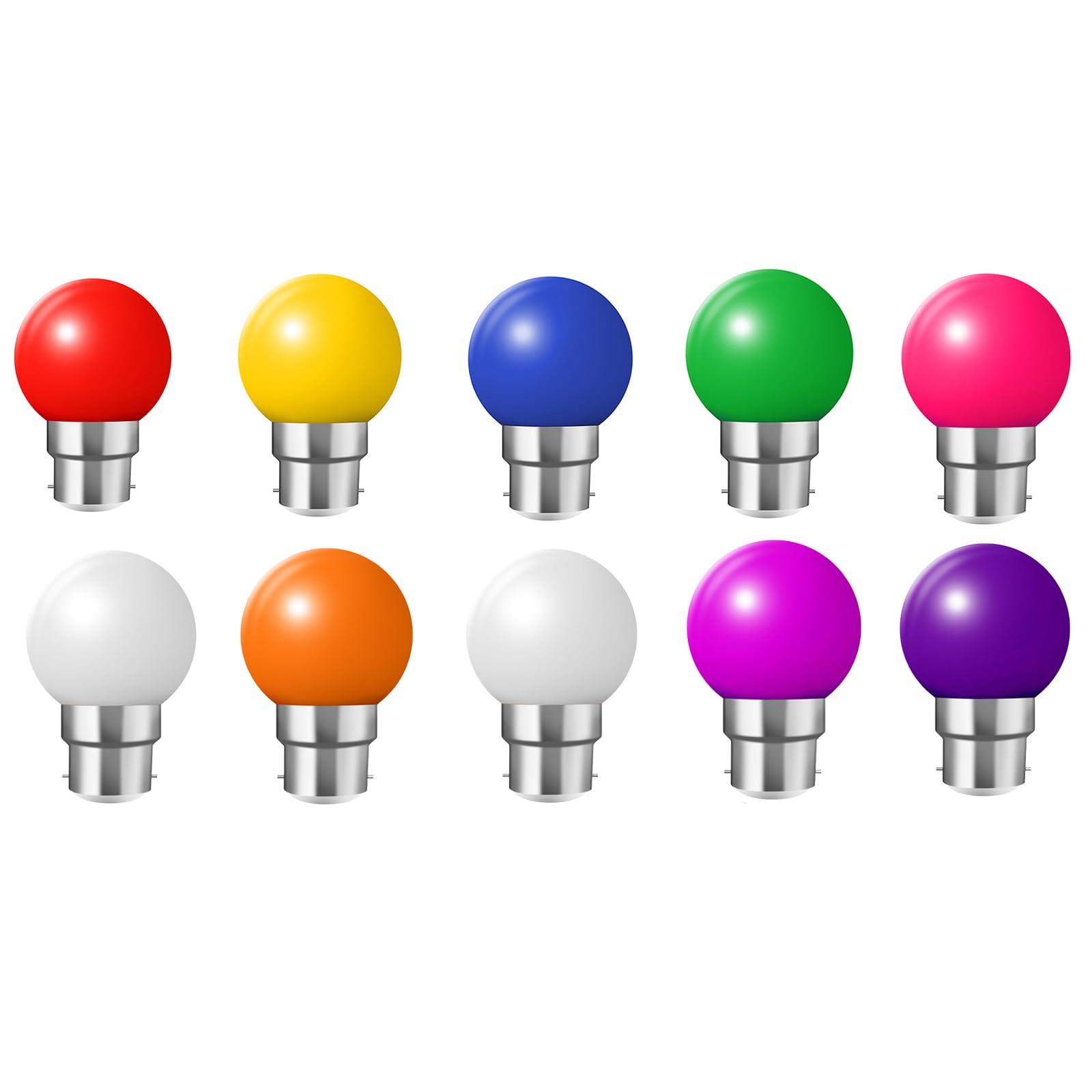 WULUN 10 Pack 2W Coloured LED Light Bulbs Festoon Party Lights for Indoor Outdoor Use - Multi Color