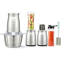 Food Processor, 3 in 1 Set Electric Food Processor 7 PCS Food Chopper Personal Blender 2L Stainless Steel Kitchen…