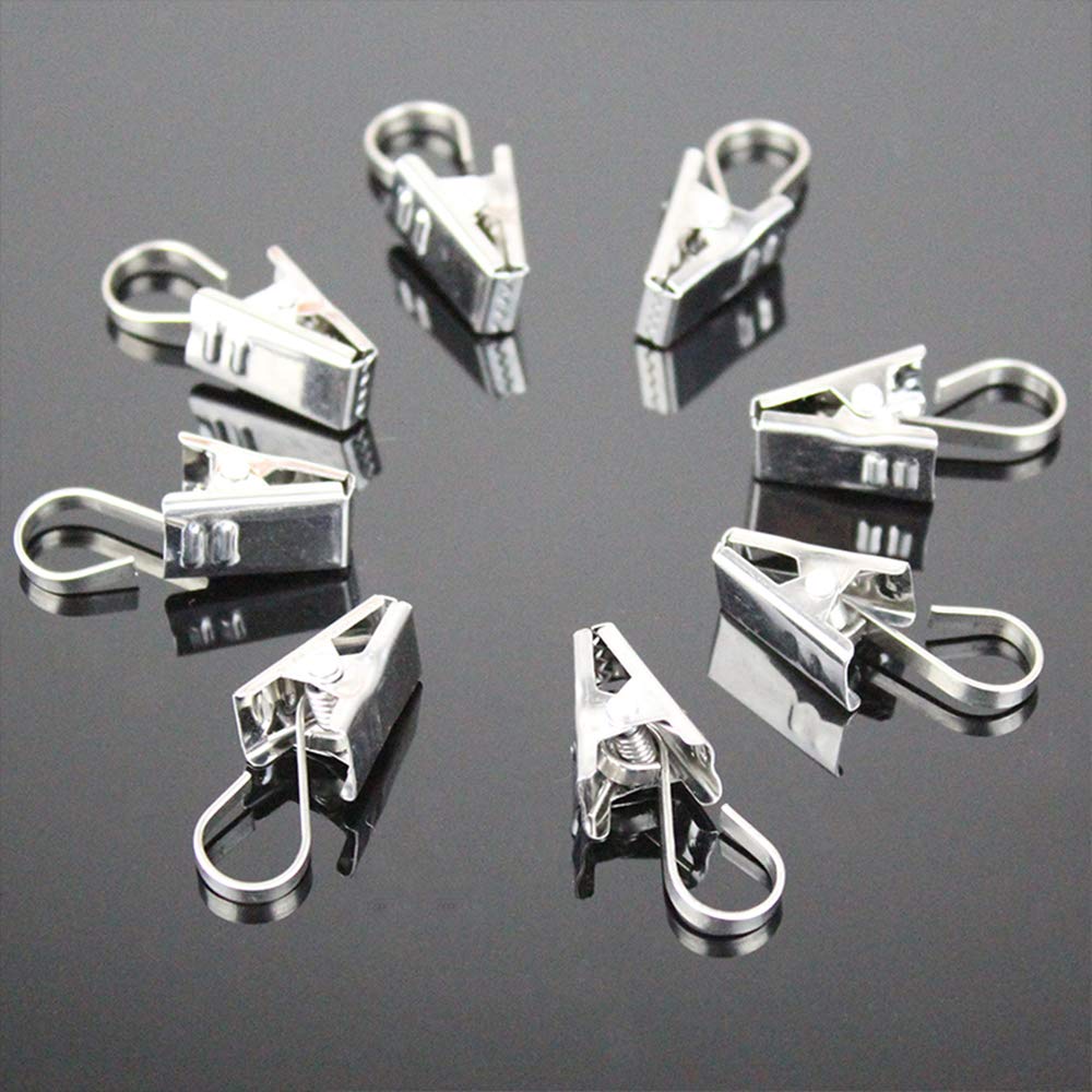 btcus4 Stainless Steel Curtain Clips with Hook for Curtain Photos Home Decoration and Outdoor Party -80 Pack（Silver）