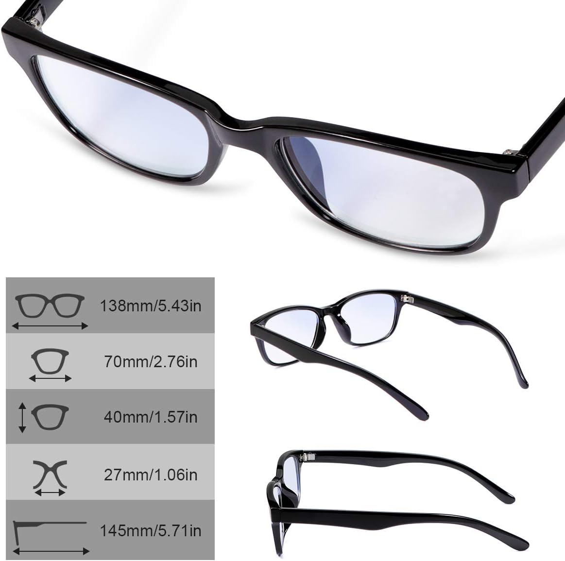 Multi Focus Progressive Multifocal Reading Glasses for Men and Women Lightweight Blue Light Blocking Computer 3 Powers in 1 No Line Readers UV Protection Eyeglasses Anti Glare Eye Strain Eyewear - Image 5