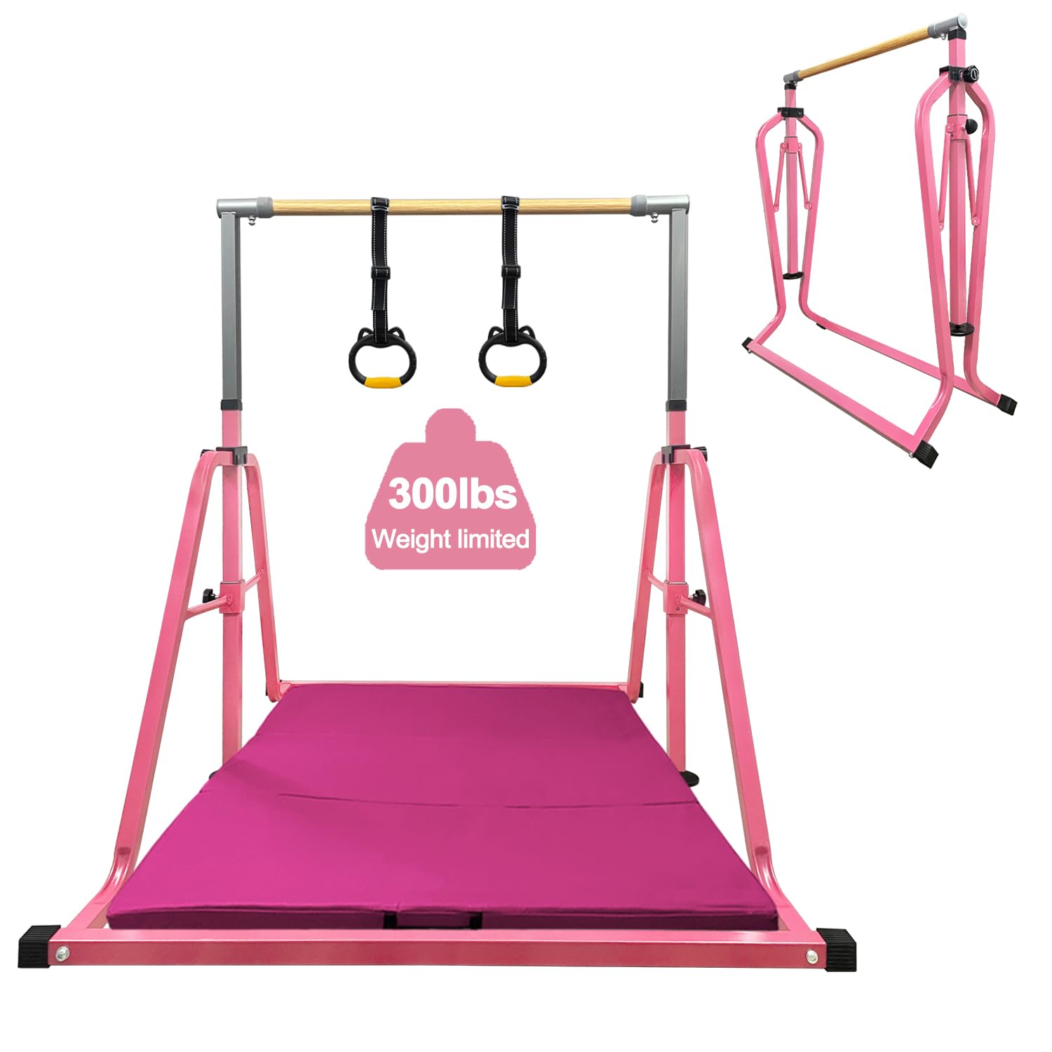 Photo 1 of ***MISSING HARDWARE***Foldable & Movable Gymnastics Kip Bar,Horizontal Bar for Kids Girls Junior,No Wobble Gym Equipment for Home Indoor,3' to 5' Adjustable Height,Gymnasts 1-4 Levels,300 lbs Weight Capacity(LIGHTPINK)
***Missing bar***