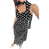 Verdusa Women's Vintage Polka Dots Halter Dress Wedding Guest Ruffle Maxi Dresses