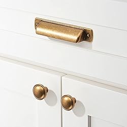 khtumeware 2 Pack 1-1/4 Inch Antique Brass Cabinet