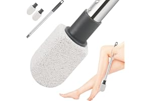 LAWFYMORI Pumice Stone for Feet Callus Remover with 19" Long Handle, 2 Pcs Small Pumice Stone, Feet Scrubber Scrub Dead Hard Skin in Shower, Foot File Exfoliator Pedicure Tools