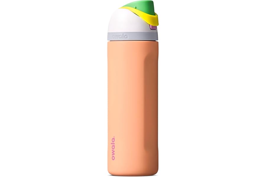 Owala FreeSip Insulated Stainless Steel Water Bottle with Straw, BPA-Free Sports Water Bottle, Great for Travel, 24 Oz, Peachy Keen
