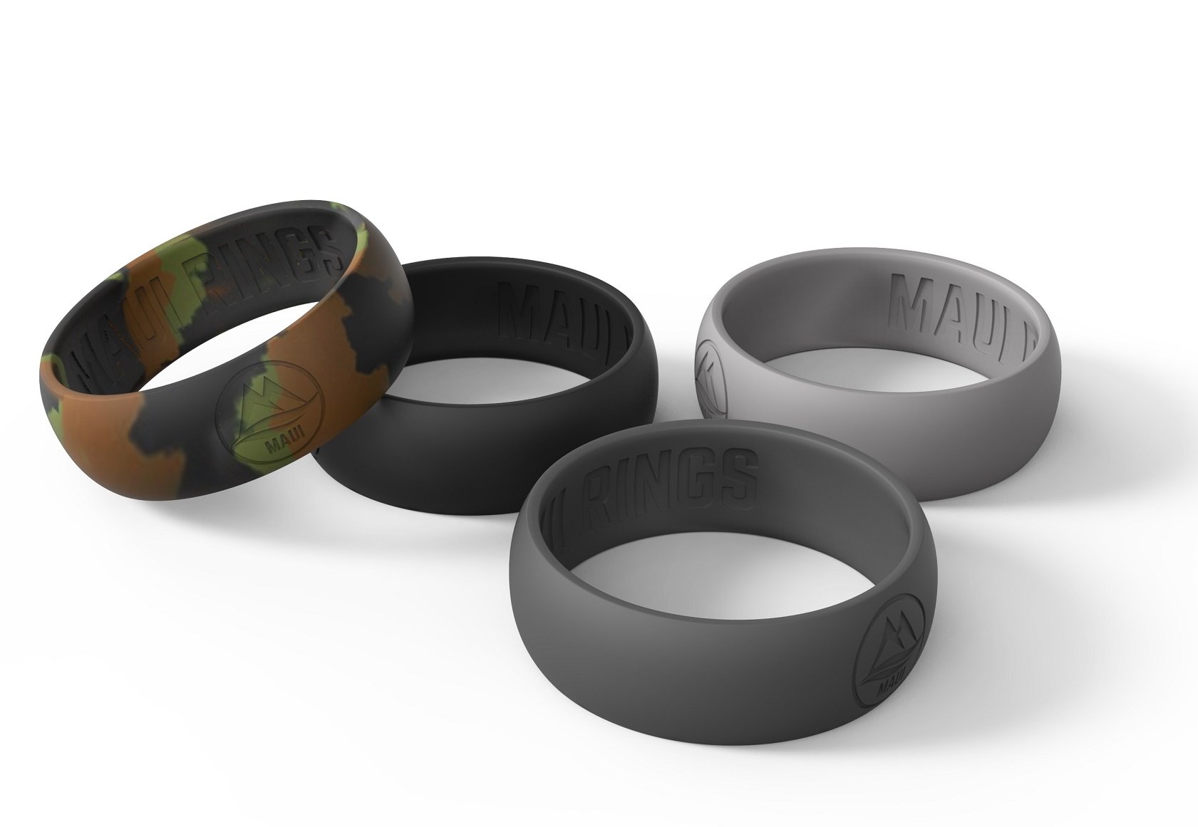 Silicone Wedding Ring by MAUI RINGS 4 PACK Ring Engagement Rings for Men Wedding Band Mens Ring Rubber Bands Mens Rings Surf Fitness Exercise Gym Crossfit Training Sport Running Yoga [ SIZE 10 ]