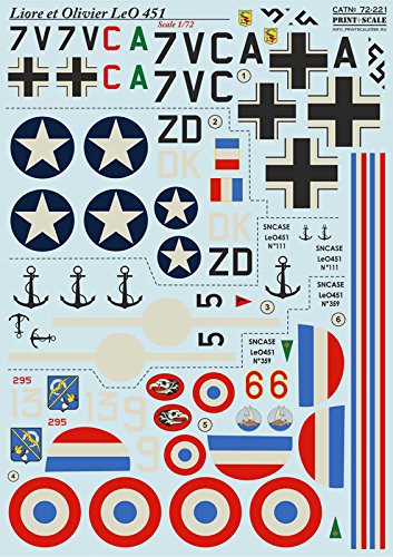 DECAL FOR AIRPLANE LIORE ET OLIVIER LEO 451 ACCESSORIES 1/72 PRINT SCALE 72-221