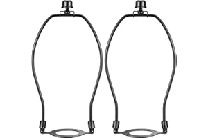 Canomo 2 Packs Lamp Harps Lamp Shade Holder 10 Inch with E26 UNO Light Base and Lamp Finial for Table and Floor Lamps, Black