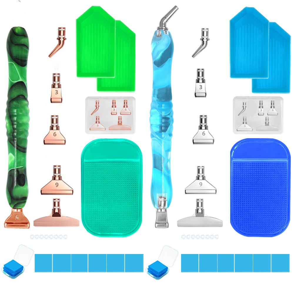 FineGood 32 Pcs Diamond Art Painting Kit - Ergonomic 5D Diamond Art Pens with Stainless Pen Tips for DIY Craft