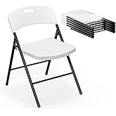 VINGLI Folding Chairs, Plastic Foldable Chair, Capacity up to 350 lbs, Portable Seating for Indoor Outdoor Events Parties Camping Work School Commercail (6, White)