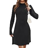 MEROKEETY Women's 2025 Fall Long Sleeve Sweater Dress Turtleneck Ribbed Knit Bodycon Work Mini Dresses