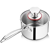 P&P CHEF 1 Quart Tri-Ply Stockpot and Saucepan, Stainless Steel Sauce Pan with Lid, Cooking Induction Pot, Kitchen Cookware for All Stoves, Non-Toxic, Durable & Dishwasher Safe, 1 Piece