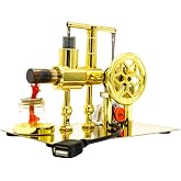 NIKOLATOY Stirling Engine Model, Brass Flywheel Physics Demonstrator | Visible heat-to-motion conversion with a working flywheel and LED output demo