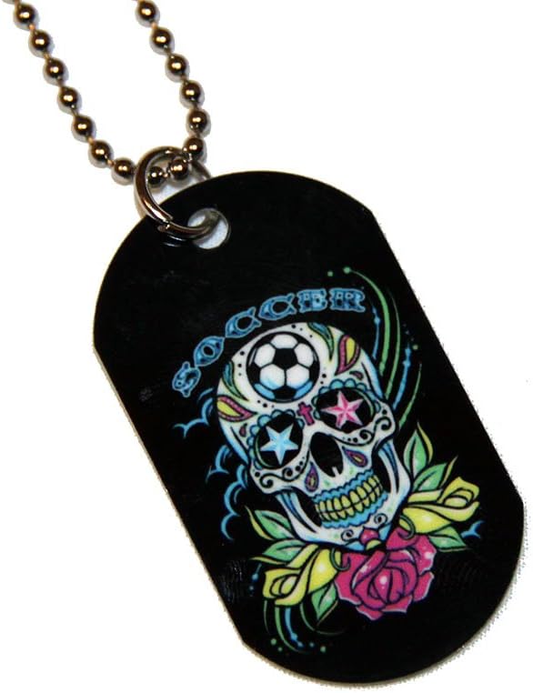 Soccer Girl Skull Dog Tag