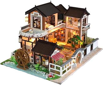 VIPECO Durable Creative Miniature Furniture Dollhouse DIY Wooden House Kit Ornaments Toys Material: Wood