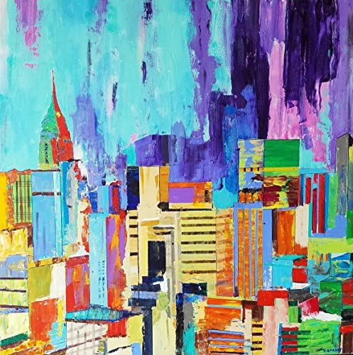 "Cityscape 6, New York",Original Painting, Large Colorful Painting of New York City 36x36, Contemporary Art, Texture