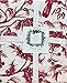 Ridgefield Home Tablecloth Christmas French Toile Pattern Holly Berries Pine Boughs Birds Red on Cream, 60 Inches by 84 Inches